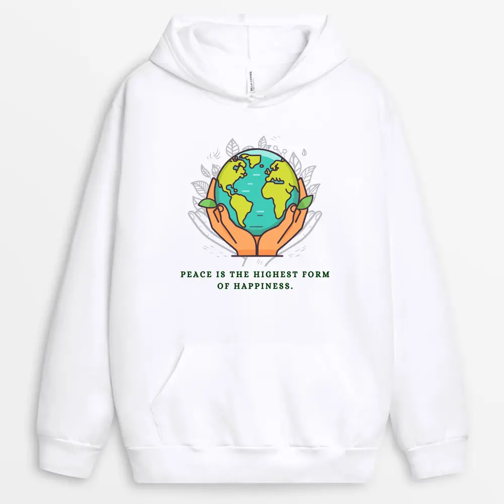 Every Act Of Kindness Grows The Spirit Of Peace Printed Hoodie - White